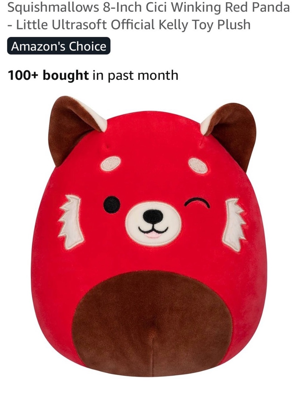 Squishmallows Red and Brown Cici Winking Red Panda Plush
